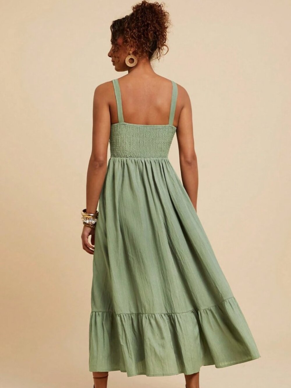 SHEIN Green Twist Front Cut Out Dress - Picture 2 of 6